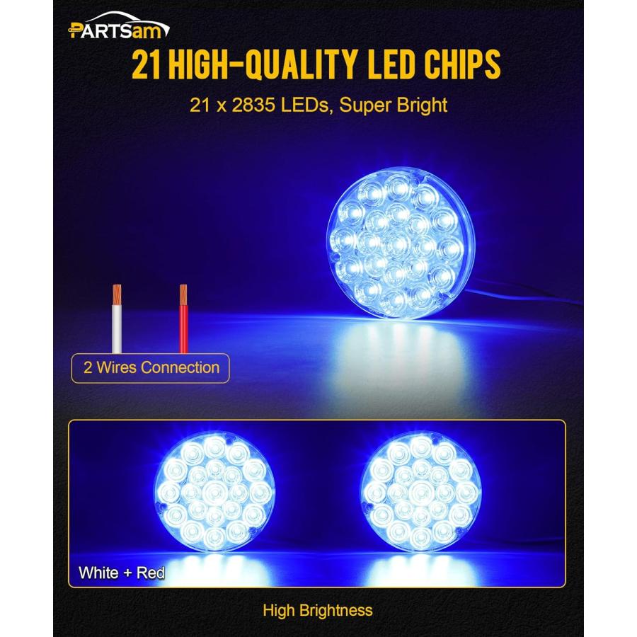 【並行輸入品】Partsam 4インチ ラウンドテールライト 21-2835 LED ブルー 補助ライト カーゴ ロードライト 1156ソケット TPの画像
