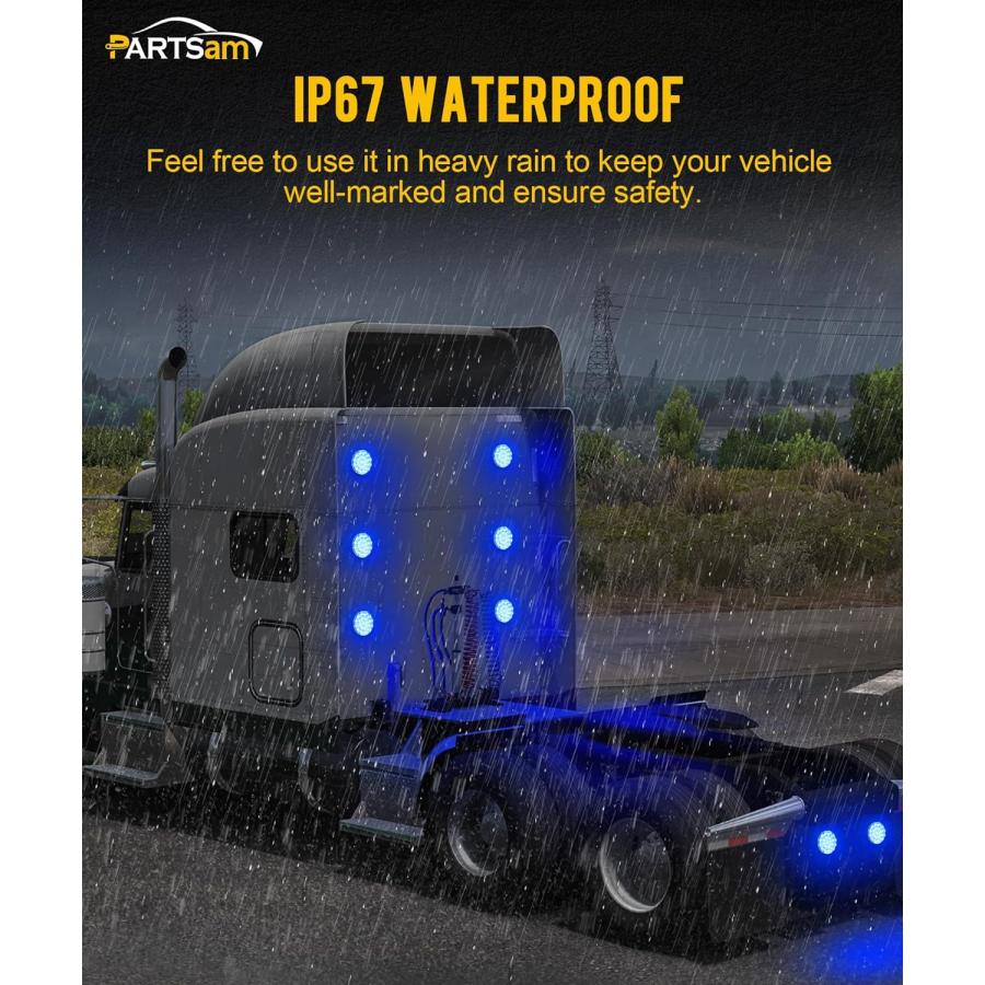 【並行輸入品】Partsam 4インチ ラウンドテールライト 21-2835 LED ブルー 補助ライト カーゴ ロードライト 1156ソケット TPの画像