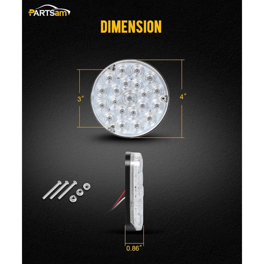 【並行輸入品】Partsam 4インチ ラウンドテールライト 21-2835 LED ブルー 補助ライト カーゴ ロードライト 1156ソケット TPの画像