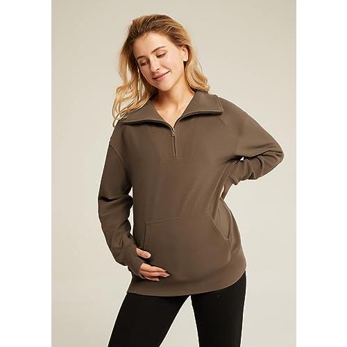 Maternity Tops Fleece Sherpa Lined Hoodies Winter Causal Loose F 並行輸入品｜good-face｜05