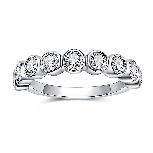 【並行輸入品】Raivari 0.9cttw モアッサナイト エタニティ 結婚指輪 18K ホワイトゴールドメッキ 925スターリングシルバー_1