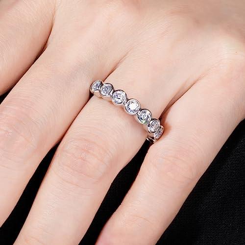 【並行輸入品】Raivari 0.9cttw モアッサナイト エタニティ 結婚指輪 18K ホワイトゴールドメッキ 925スターリングシルバー_4
