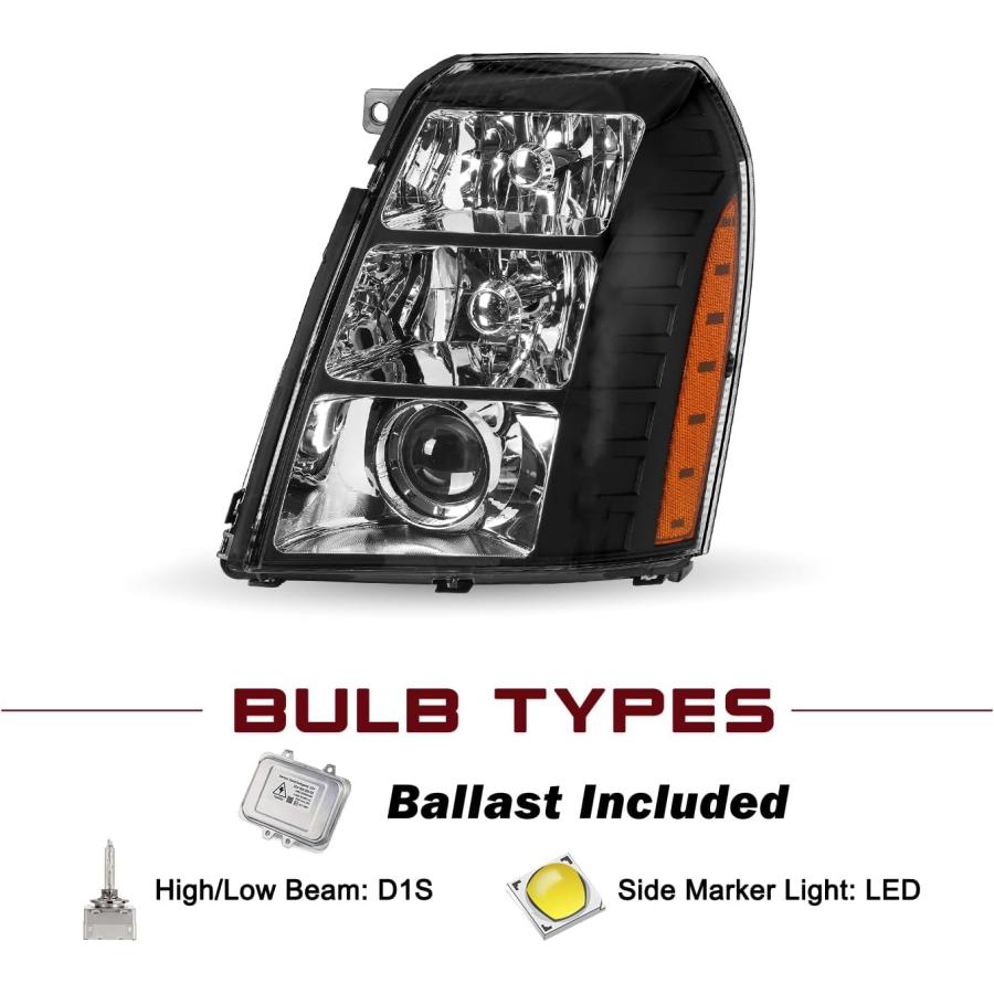【並行輸入品】JSBOYAT HID/キセノン ヘッドライトアセンブリ 交換用 2007-2014 キャデラック エスカレード ESV EXT 電球との画像