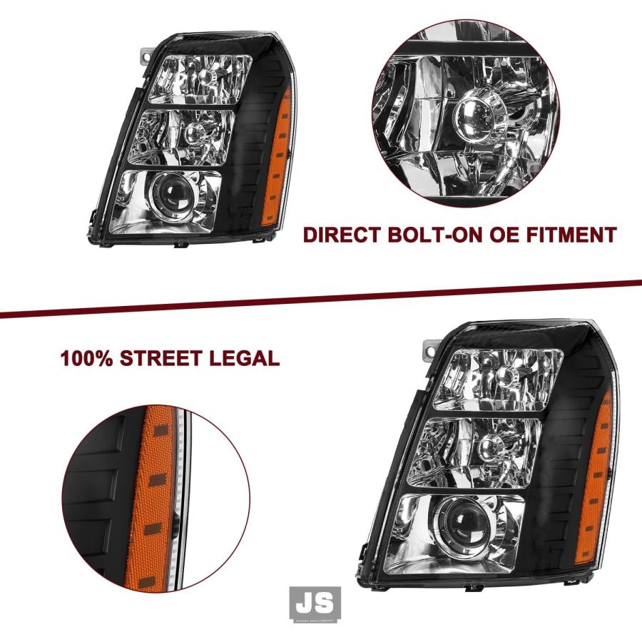 【並行輸入品】JSBOYAT HID/キセノン ヘッドライトアセンブリ 交換用 2007-2014 キャデラック エスカレード ESV EXT 電球との画像
