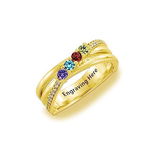 【並行輸入品】MeetMuse Personalized Mother Ring for Women Wife Grandma 10K/14Kの画像