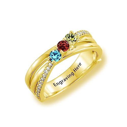 【並行輸入品】MeetMuse Personalized Mother Ring for Women Wife Grandma 10K/14Kの画像