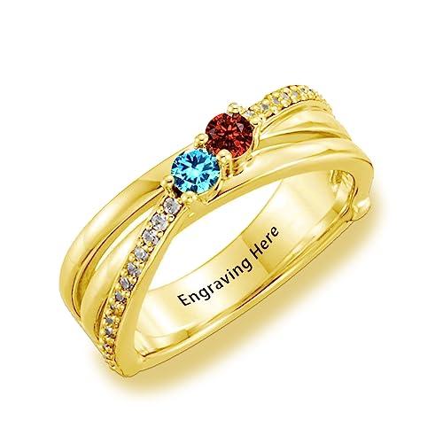 【並行輸入品】MeetMuse Personalized Mother Ring for Women Wife Grandma 10K/14Kの画像