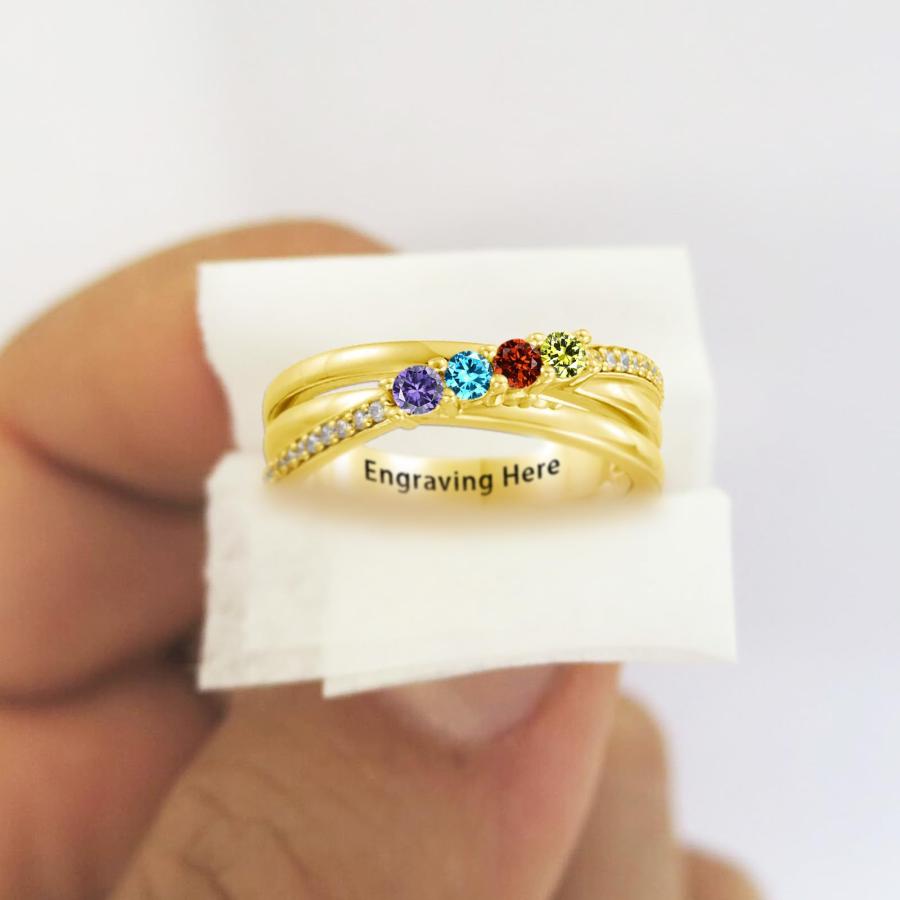 【並行輸入品】MeetMuse Personalized Mother Ring for Women Wife Grandma 10K/14Kの画像