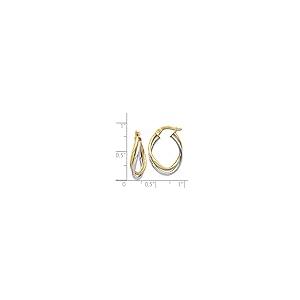 【並行輸入品】Solid 14k Gold Two Tone Polished Oval Hoop Earrings (4mm x 20mm)の画像