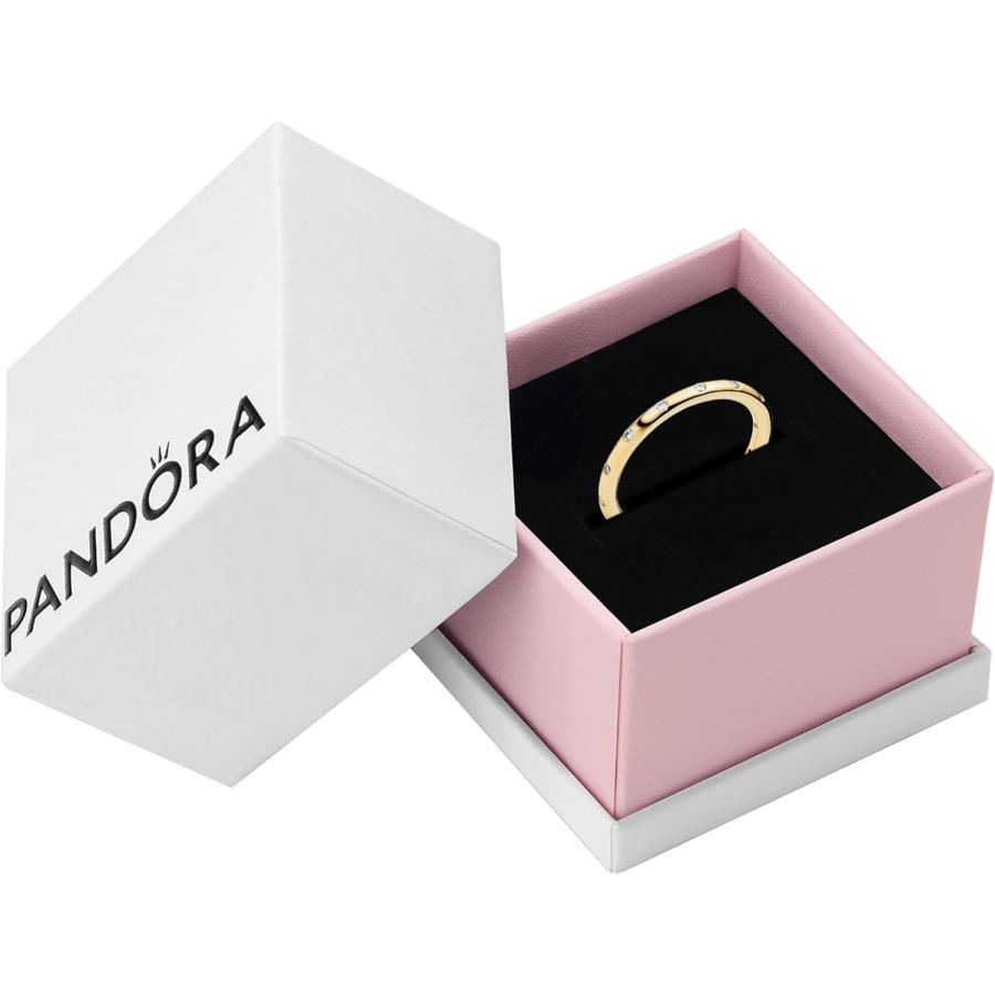 【並行輸入品】PANDORA ジュエリー シンプル スパークリング バンド キュービックジルコニア リング ゴールド 14K サイズ 7 ギフトボックの画像