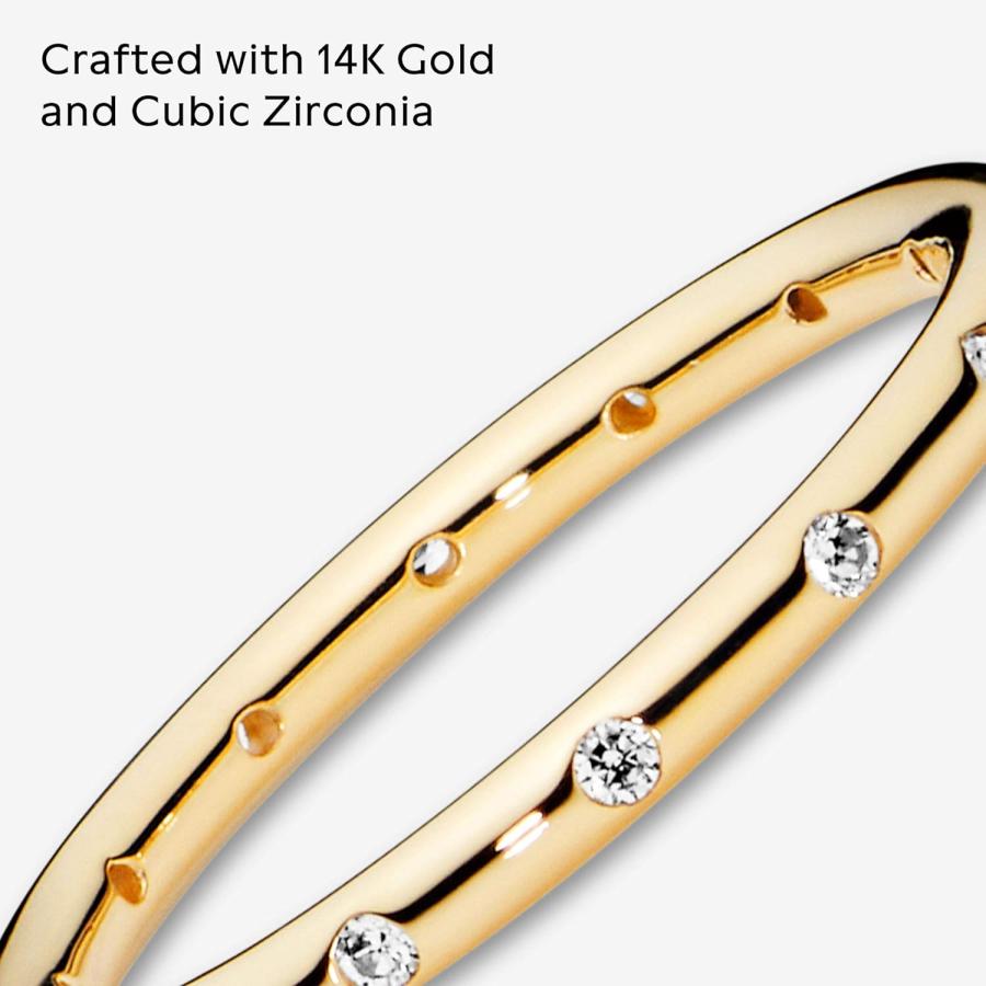 【並行輸入品】PANDORA ジュエリー シンプル スパークリング バンド キュービックジルコニア リング ゴールド 14K サイズ 7 ギフトボックの画像