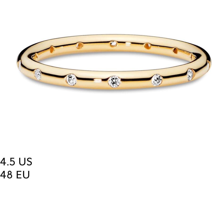 【並行輸入品】PANDORA ジュエリー シンプル スパークリング バンド キュービックジルコニア リング ゴールド 14K サイズ 7 ギフトボックの画像
