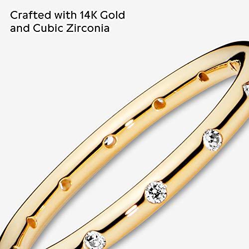 【並行輸入品】PANDORA ジュエリー シンプル スパークリング バンド キュービックジルコニア リング ゴールド 14K サイズ 7 ギフトボックの画像