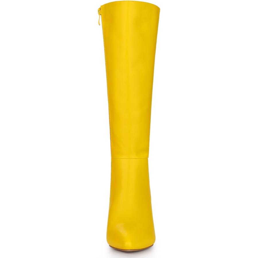 直販半額 Allegra K Women´s Pointed Toe Stiletto Heel Yellow Knee High Boots 8 M US　並行輸入品