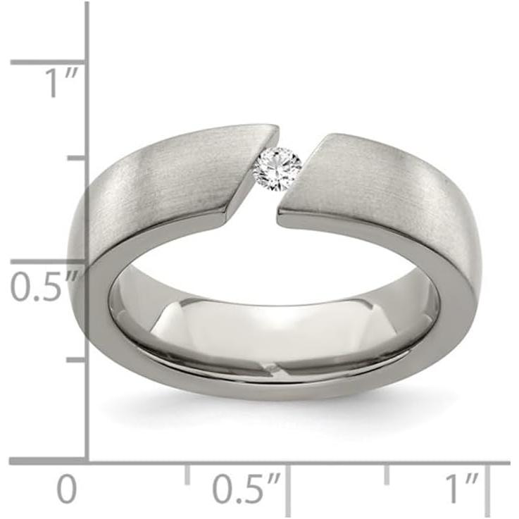 【並行輸入品】Gem And Harmony Mens 1/10 Carat (ctw) Diamond Titanium 6mm Brushed Bの画像