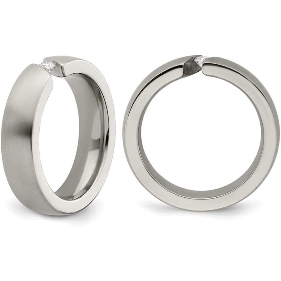 【並行輸入品】Gem And Harmony Mens 1/10 Carat (ctw) Diamond Titanium 6mm Brushed Bの画像
