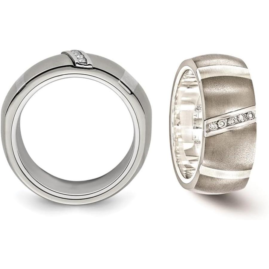 【並行輸入品】Gem And Harmony Mens 1/10 Carat (ctw) Diamond Ring Band in Brushed Tの画像