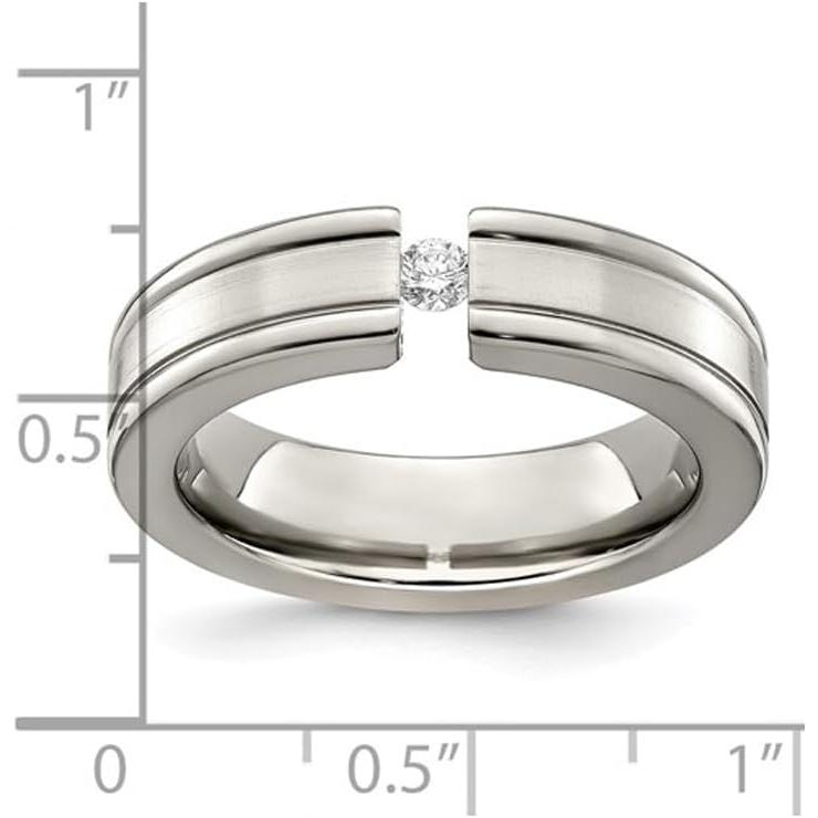 【並行輸入品】Gem And Harmony Mens 1/10 Carat (ctw) Diamond Titanium 6mm Band Ringの画像