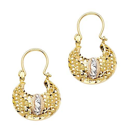 【並行輸入品】14k Tri 3 Color Gold Fancy Filigree Our Lady of Guadalupe Virginの画像
