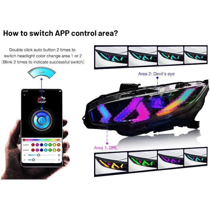 並行輸入品】TT-ABC RGB ヘッドライト ホンダ シビック 2016-2021
