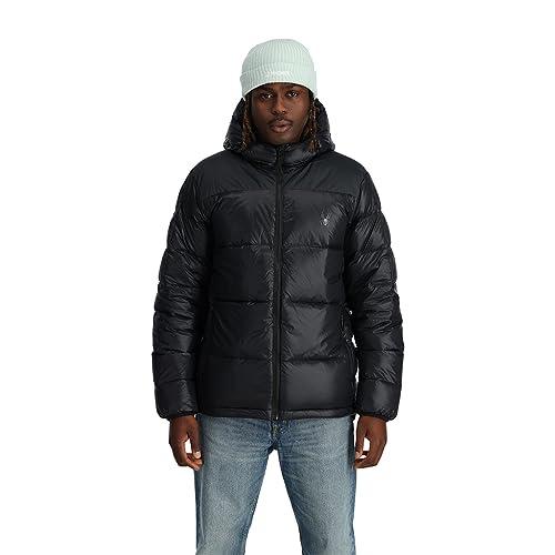 【並行輸入品】Spyder Men's Standard Windom Tech Hooded Down Jacket, Blackの画像