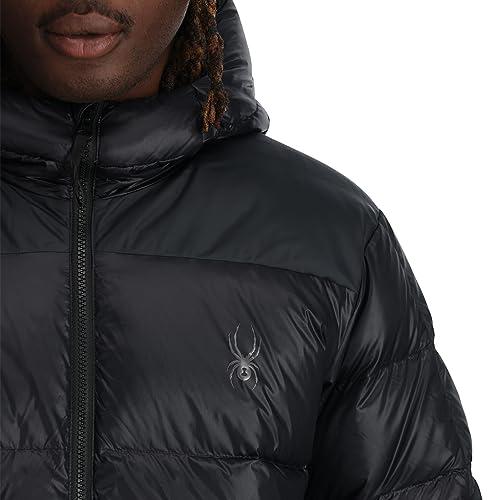 【並行輸入品】Spyder Men's Standard Windom Tech Hooded Down Jacket, Blackの画像