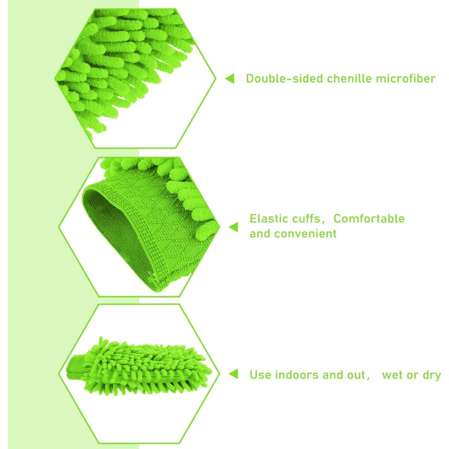 WLLHYF Car Wash Mitt Microfiber Scratch Free Absorbent Wash Mitt Weave Towel Washing Wipes Car Cleaning Supplies for Cars (Green)　並行輸入品｜good-face｜03