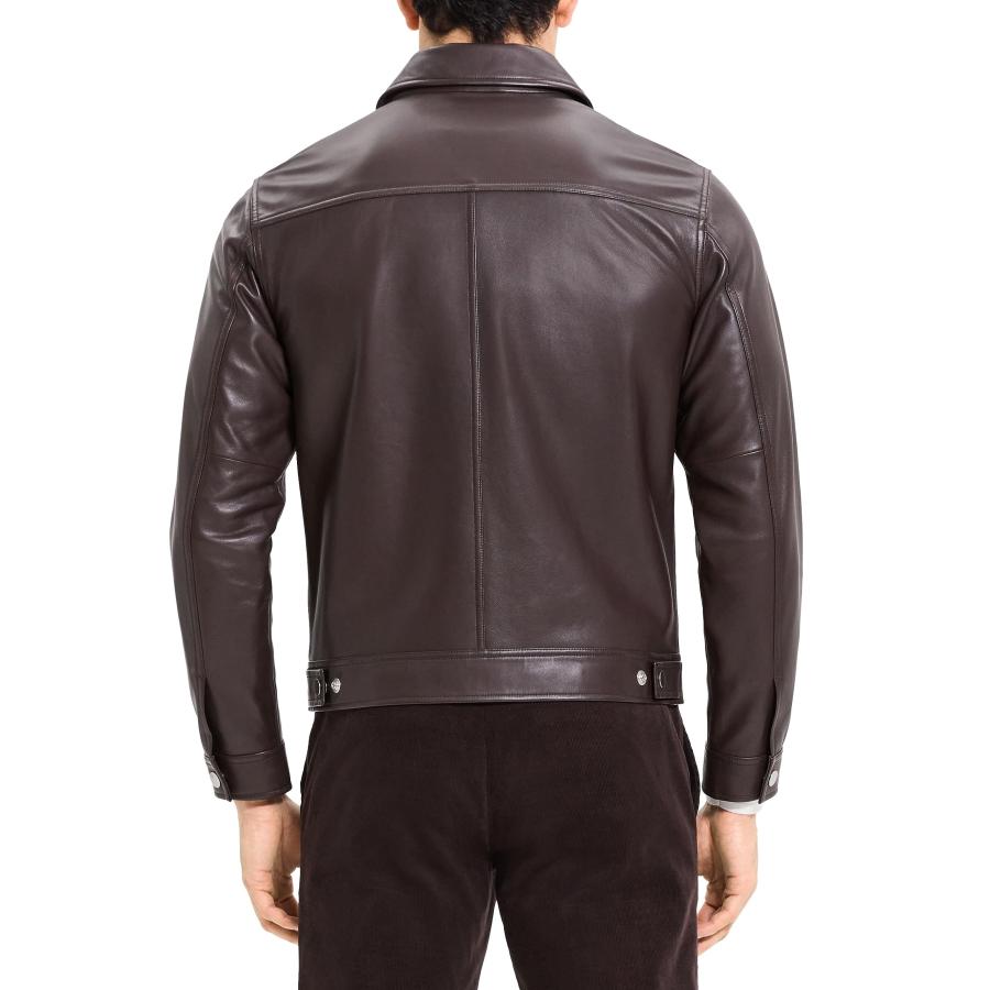 【並行輸入品】Theory Men's Rhett Leather Jacket, Mink, XSの画像