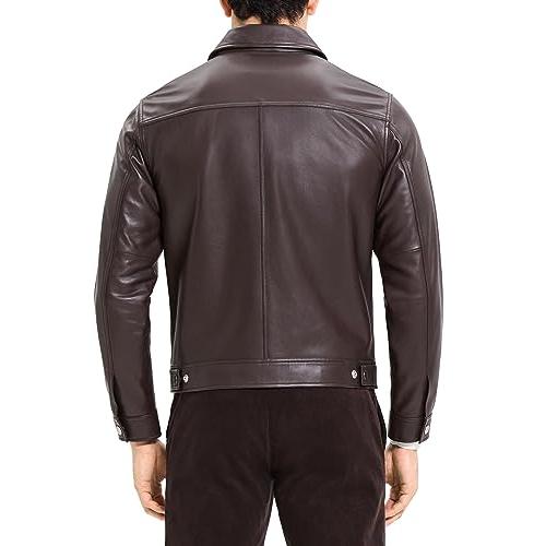 【並行輸入品】Theory Men's Rhett Leather Jacket, Mink, XSの画像