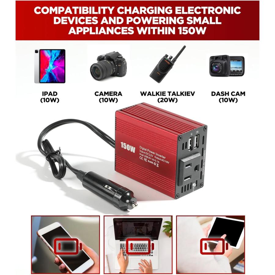 【並行輸入品】AOCISKA 150W Power Inverter Car Truck RV Inverter 12V DC to 110V AC_3