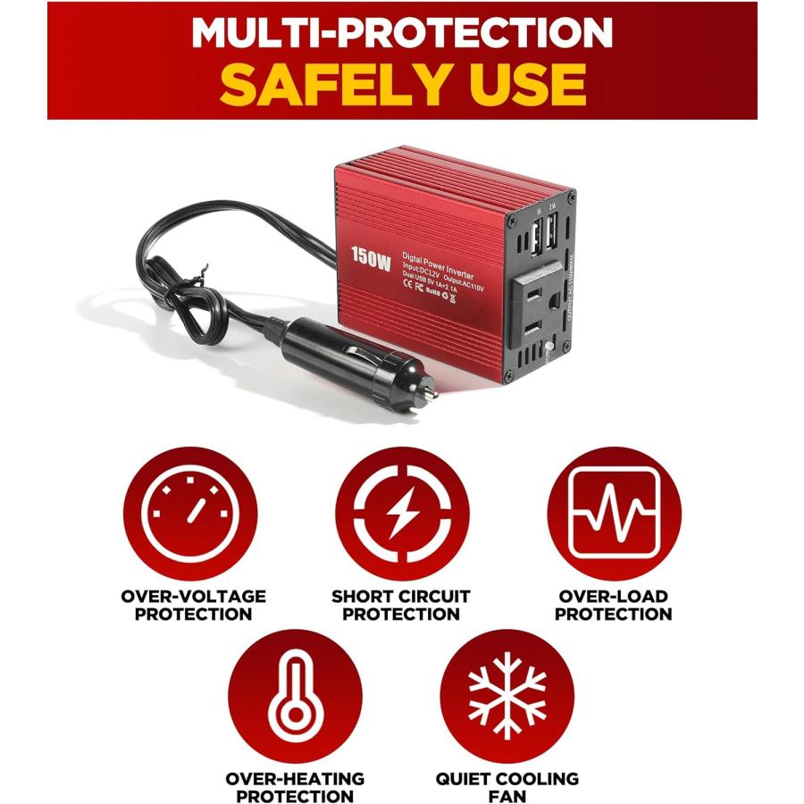 【並行輸入品】AOCISKA 150W Power Inverter Car Truck RV Inverter 12V DC to 110V AC_4