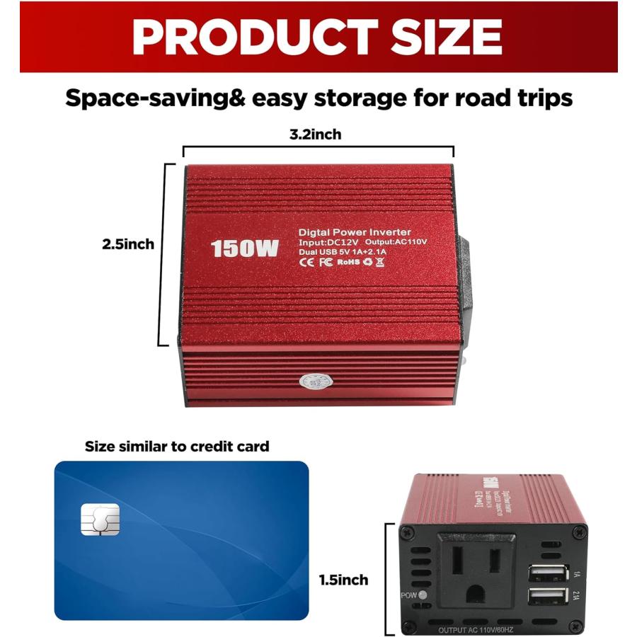【並行輸入品】AOCISKA 150W Power Inverter Car Truck RV Inverter 12V DC to 110V AC_5