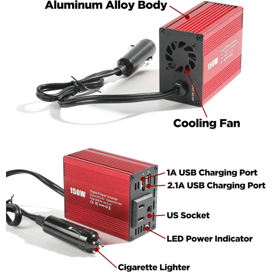 【並行輸入品】AOCISKA 150W Power Inverter Car Truck RV Inverter 12V DC to 110V AC_6