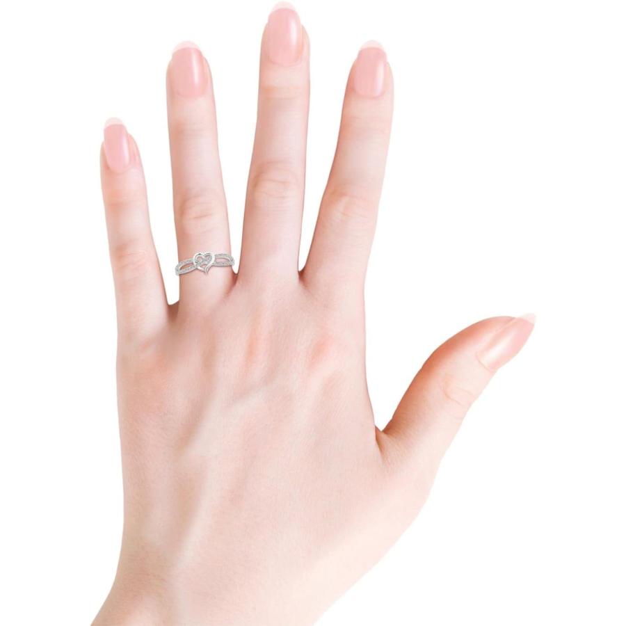 【並行輸入品】Angara 天然ダイヤモンド クリスクロス プロミスリング レディース ガールズ スターリングシルバー / 14K 純金 4月 誕生石の画像