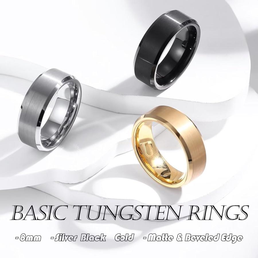 【並行輸入品】Adreamz 8mm メンズ レディース 18Kゴールド タングステンリング 結婚指輪 メンズ レディース マットつや消し仕上げ ベベの画像
