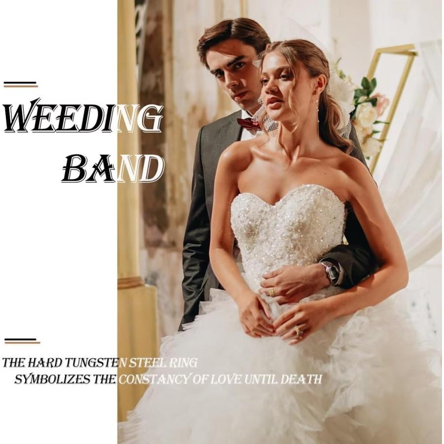 【並行輸入品】Adreamz 8mm メンズ レディース 18Kゴールド タングステンリング 結婚指輪 メンズ レディース マットつや消し仕上げ ベベの画像
