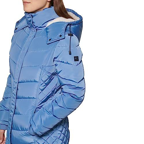 【並行輸入品】Kenneth Cole Women's Quilted Puffer Jacket with Faux Fur Trimmedの画像