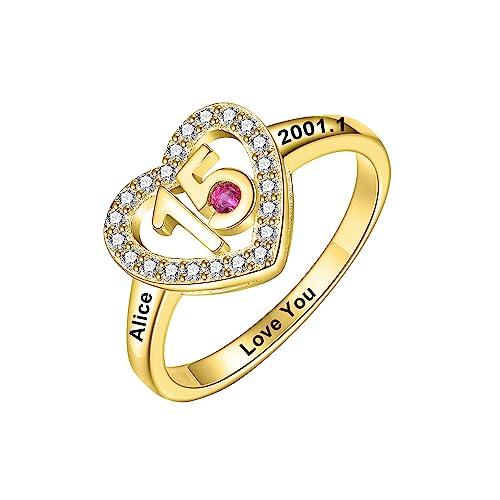 【並行輸入品】OUTANG 10k 14k 18k Gold Sweet 15 Rings Personalized Fifteen 15thの画像
