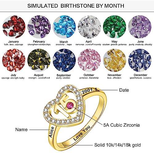 【並行輸入品】OUTANG 10k 14k 18k Gold Sweet 15 Rings Personalized Fifteen 15thの画像