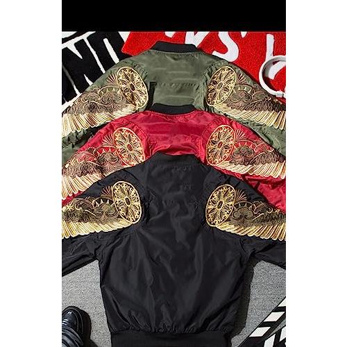 【並行輸入品】JYHBHMZG Japanese Style Black Coat with Golden Wings Embroideryの画像