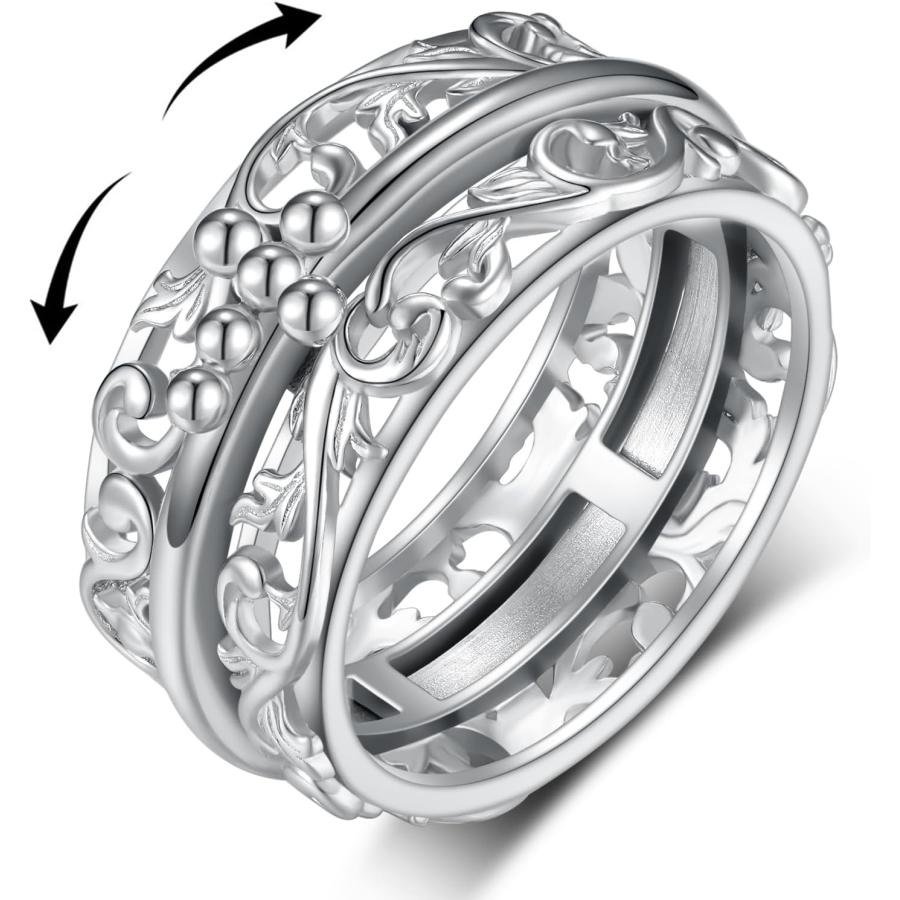 スピナーリング 指輪 回転リング 925スターリングシルバー 10号 不安解消 並行輸入品】Peireara 不安リング レディース 925スターリング