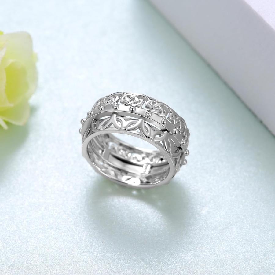 スピナーリング 指輪 回転リング 925スターリングシルバー 10号 不安解消 並行輸入品】Lonyinlg 不安解消スピナー フィジェットリング 925