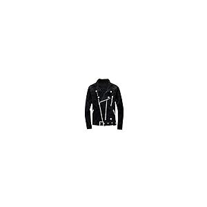 【並行輸入品】Men's Black Denim Biker Jean Jacket Classic Motorcycle Style Punの画像