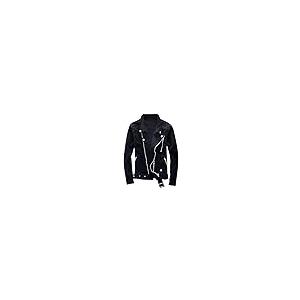 【並行輸入品】Men's Black Denim Biker Jean Jacket Classic Motorcycle Style Punの画像
