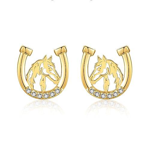 【並行輸入品】14K ゴールド バタフライ/リーフ/馬/ヒトデ/ハート/バー/マウンテンイヤリング 14Kイエローゴールドイヤリング ミニマリスの画像
