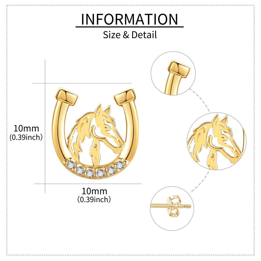 【並行輸入品】14K ゴールド バタフライ/リーフ/馬/ヒトデ/ハート/バー/マウンテンイヤリング 14Kイエローゴールドイヤリング ミニマリスの画像