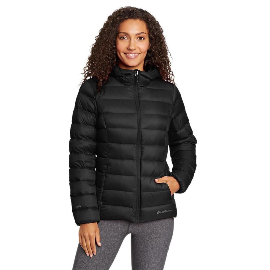 【並行輸入品】Eddie Bauer Women's CirrusLite Down Hooded Jacket, Black, Largeの画像
