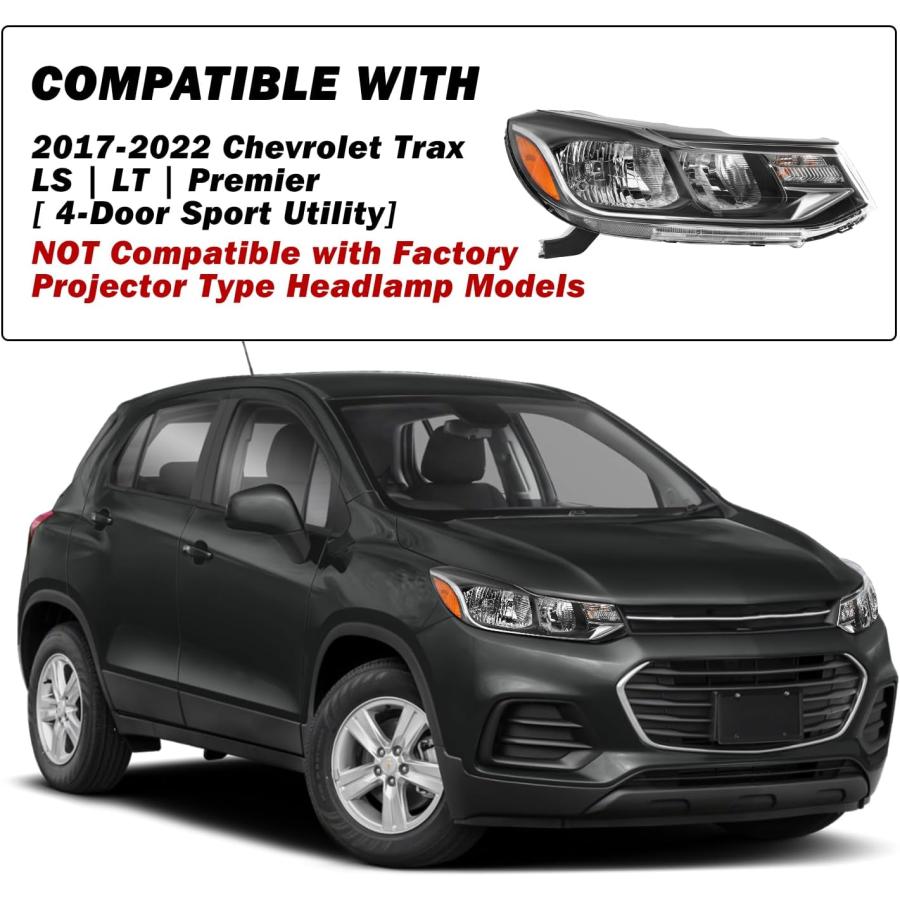 【並行輸入品】SOCKIR Fit for 2017-2022 Chevy Trax Headlight Assembly Replacement N_4