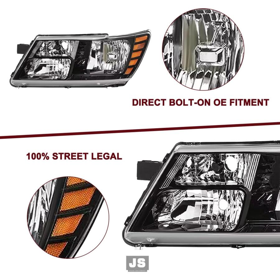 【並行輸入品】JSBOYAT 09-20 Dodge JourneyヘッドライトアセンブリOE交換用ハロゲンヘッドランプ 電球付き 右/助手席側 (Rの画像