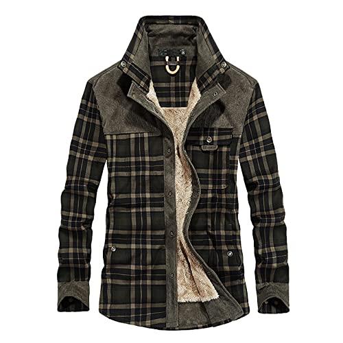 【並行輸入品】Ymosrh Mens Jacket, Men's Fleece Lined Shirt Jacket Plaid Soft Wの画像